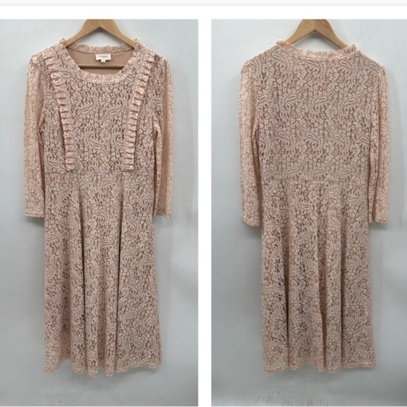 ORANGE CREEK One loved babe pink Lace feminine dainty bohemian midi woman dress - Picture 3 of 16